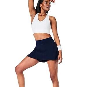 Spanx Get Moving Athletic Golf Tennis Skort 14" in Navy Haze EUC Size Large